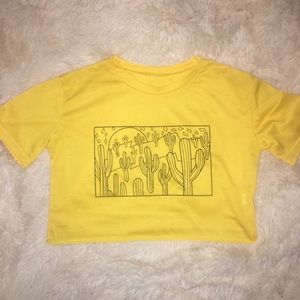Yellow cactus crop top